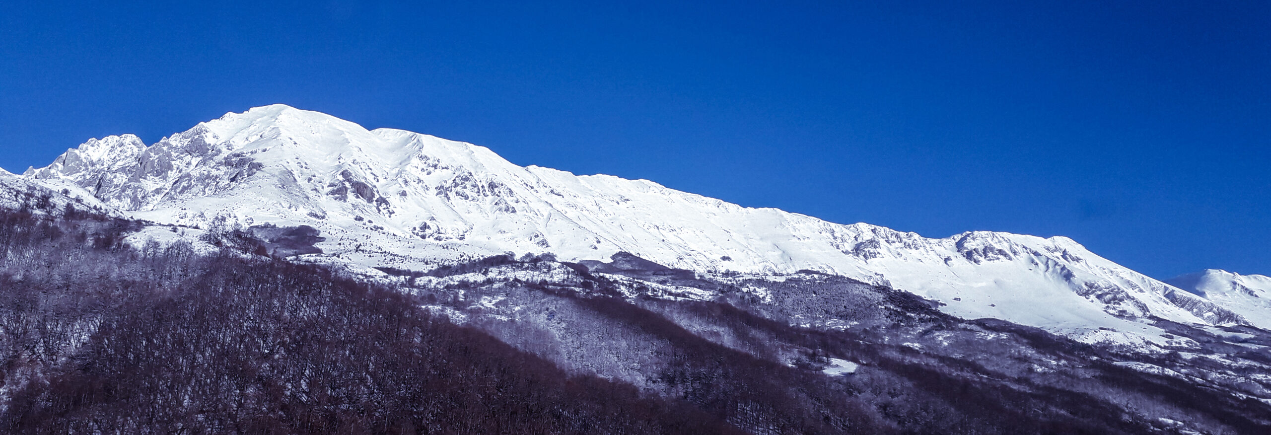 Forested peaks and valley of Sutjeska National Park in eastern Bosnia