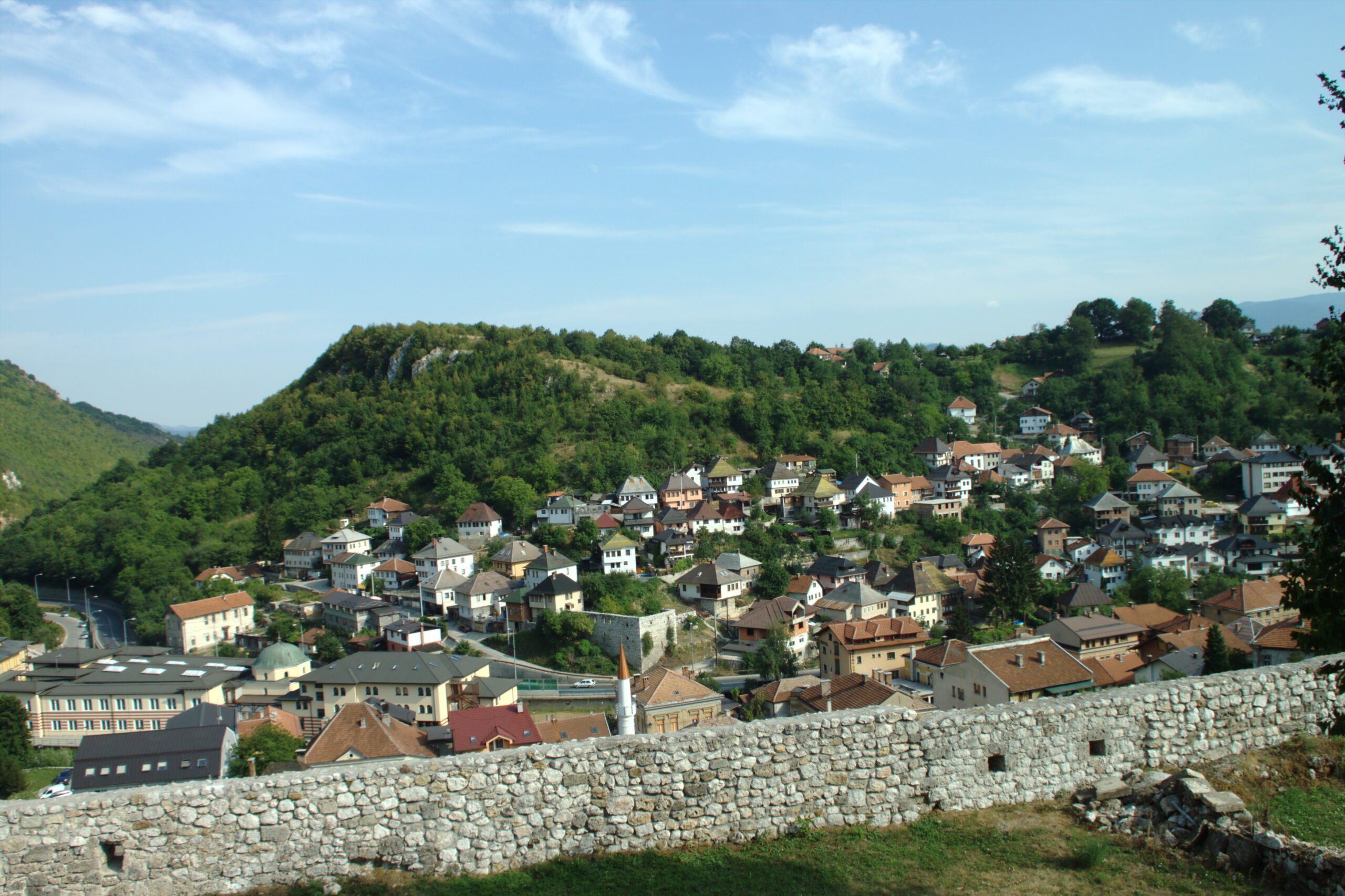 The town of Travnik in central Bosnia seen from its hilltop Ottoman fortress