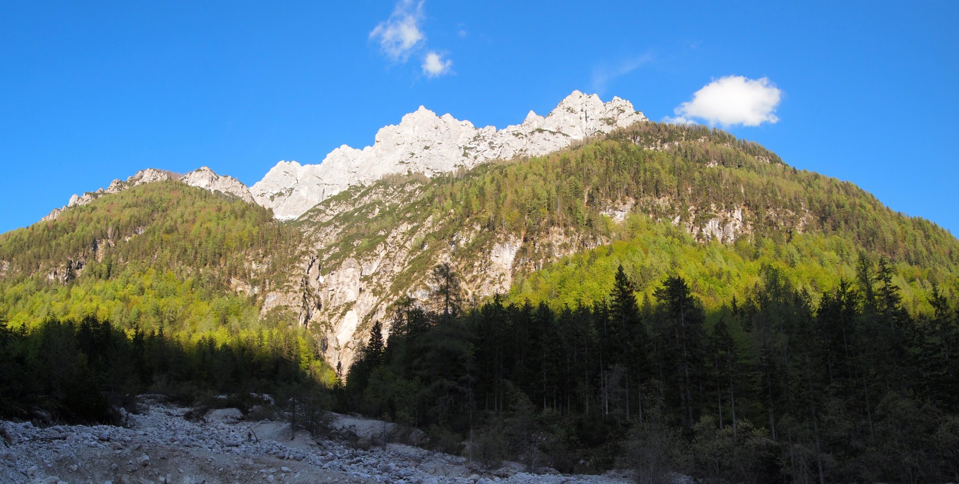 Mountain peaks and alpine scenery inside Triglav National Park in the Julian Alps