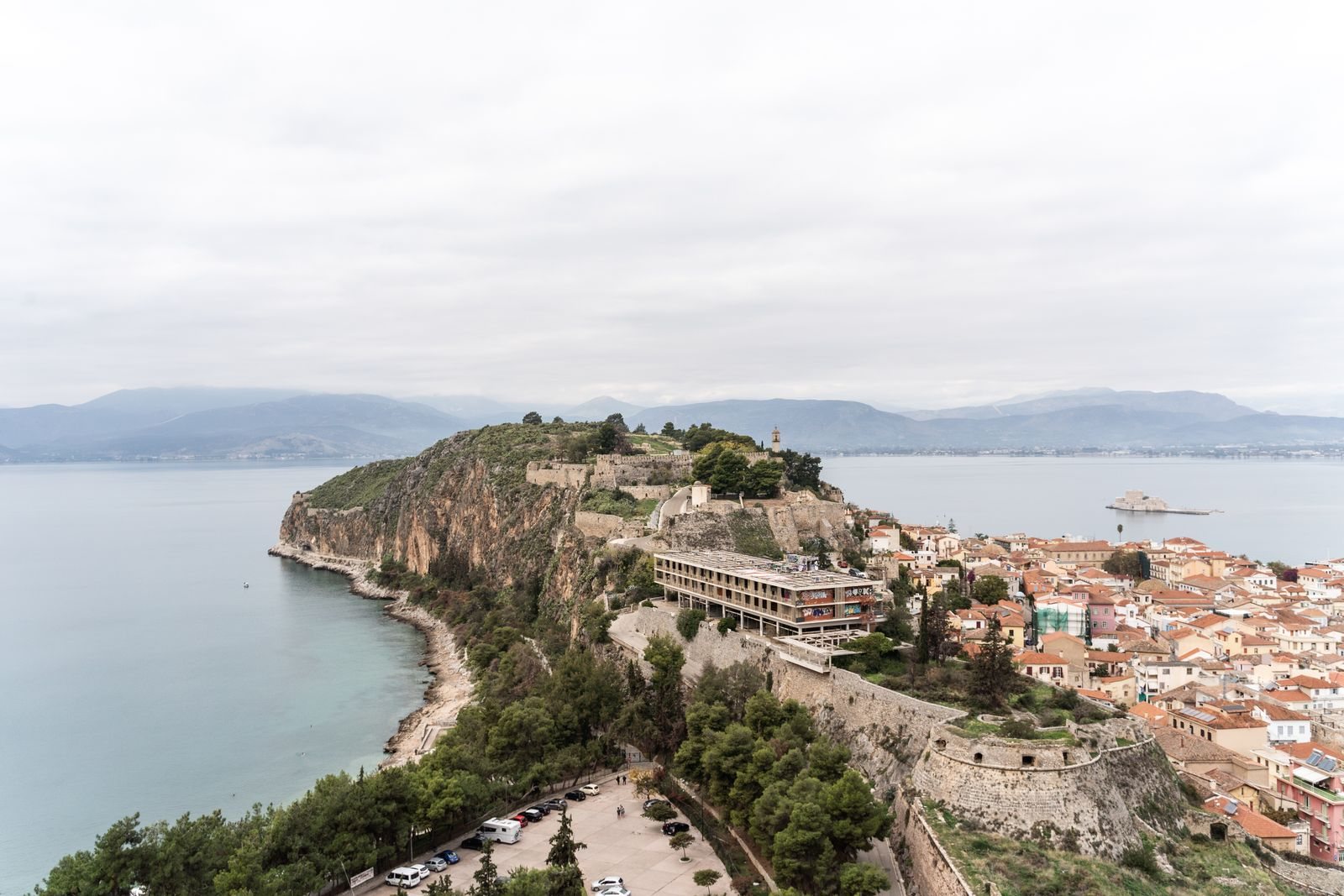 Nafplio Greece travel guide to the harbor and Bourtzi castle