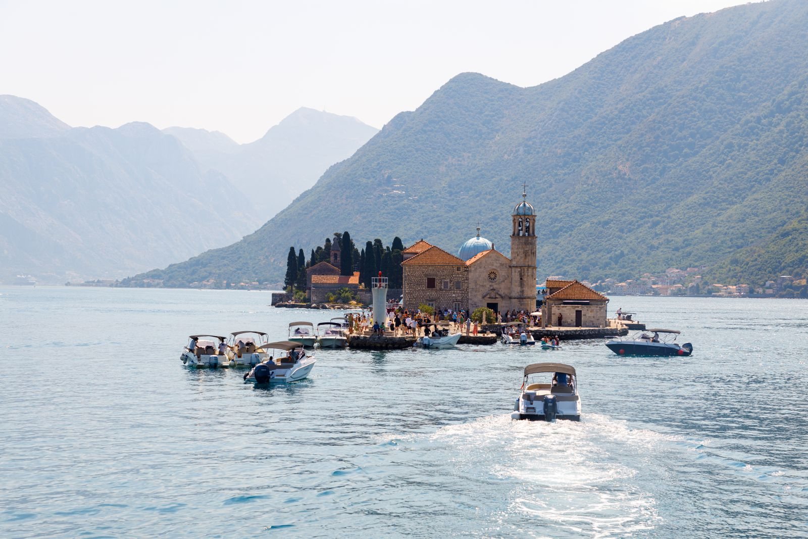Perast Montenegro boat to Our Lady of the Rocks